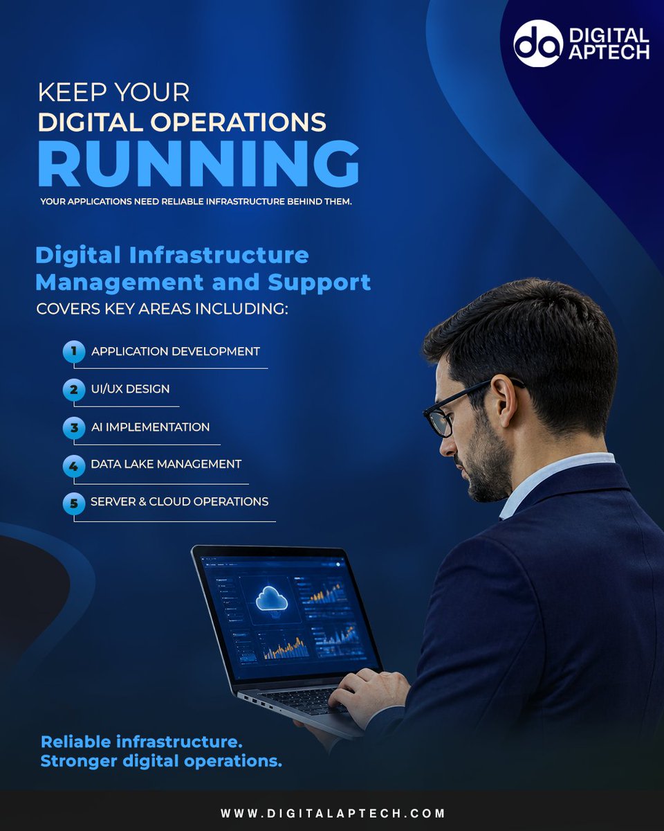 DigitalApTech's tweet photo. Infrastructure issues slowing your business? Keep your systems secure, resilient, and running 24/7. Strengthen your tech foundation with Digital Aptech’s expert solutions.

Visit: https://t.co/IRQw6YzxlJ

#DigitalAptech #ITInfrastructure #BusinessContinuity #TechSolutions https://t.co/7Wo12uDYYN