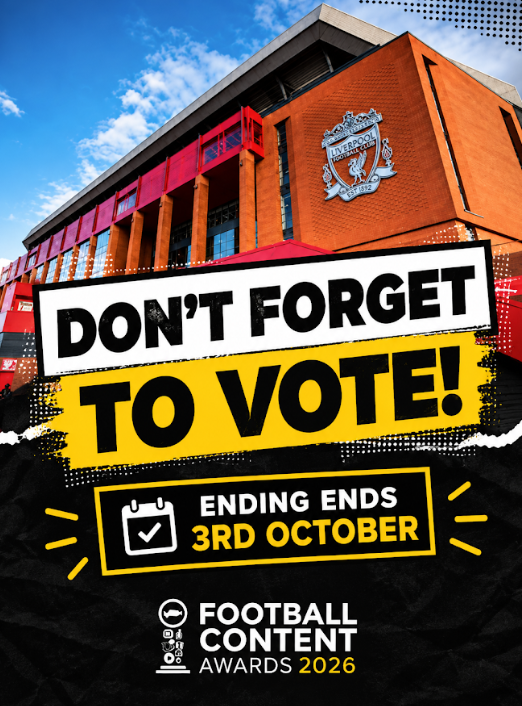 The_FCAs's tweet photo. 🚨 DON’T FORGET TO VOTE! 🚨

Voting for the Football Content Awards 2026 is still open 🏆⚽️

Back your favourite creators, clubs, podcasts and football content from across this year’s finalists.

🗳️ Voting closes on 3 October, so make sure you have your say before it’s too late!

👉 Vote now:
 https://t.co/lkozDSnwuU
#FootballContentAwards #FCA26 #FootballCreators #FootballContent