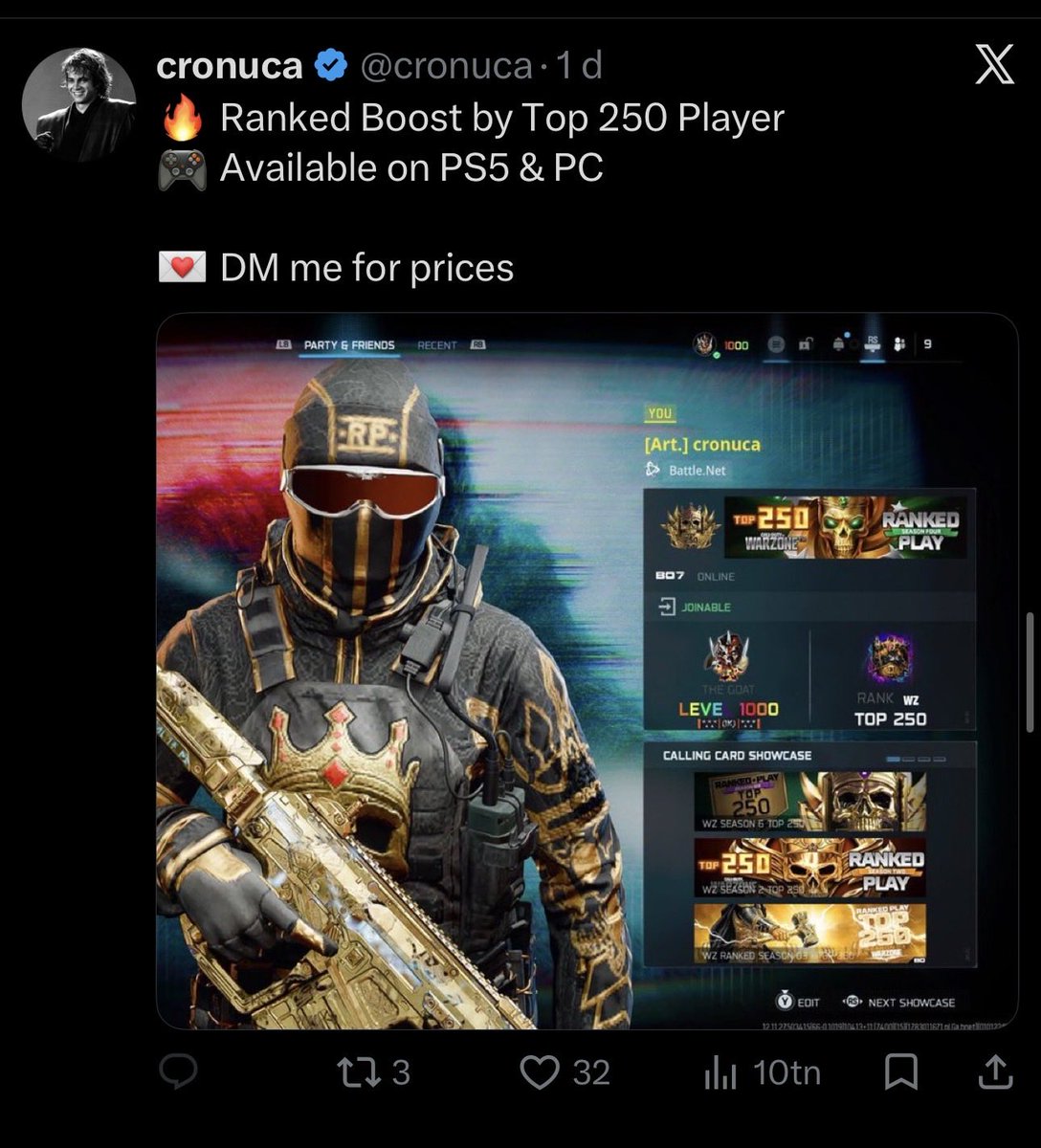 GlaceCOD's tweet photo. @soren_eu @CallofDutyCM @Parasite @DiazBiffle @Fifakill_ @HisokaT42 This guy also boosting WHILE cheating , u guys banned @NEROPOlSON so ban this guy aswell , twitter full of clips from him cheating and he boosts also @CallofDutyCM https://t.co/y1PZDzogPs