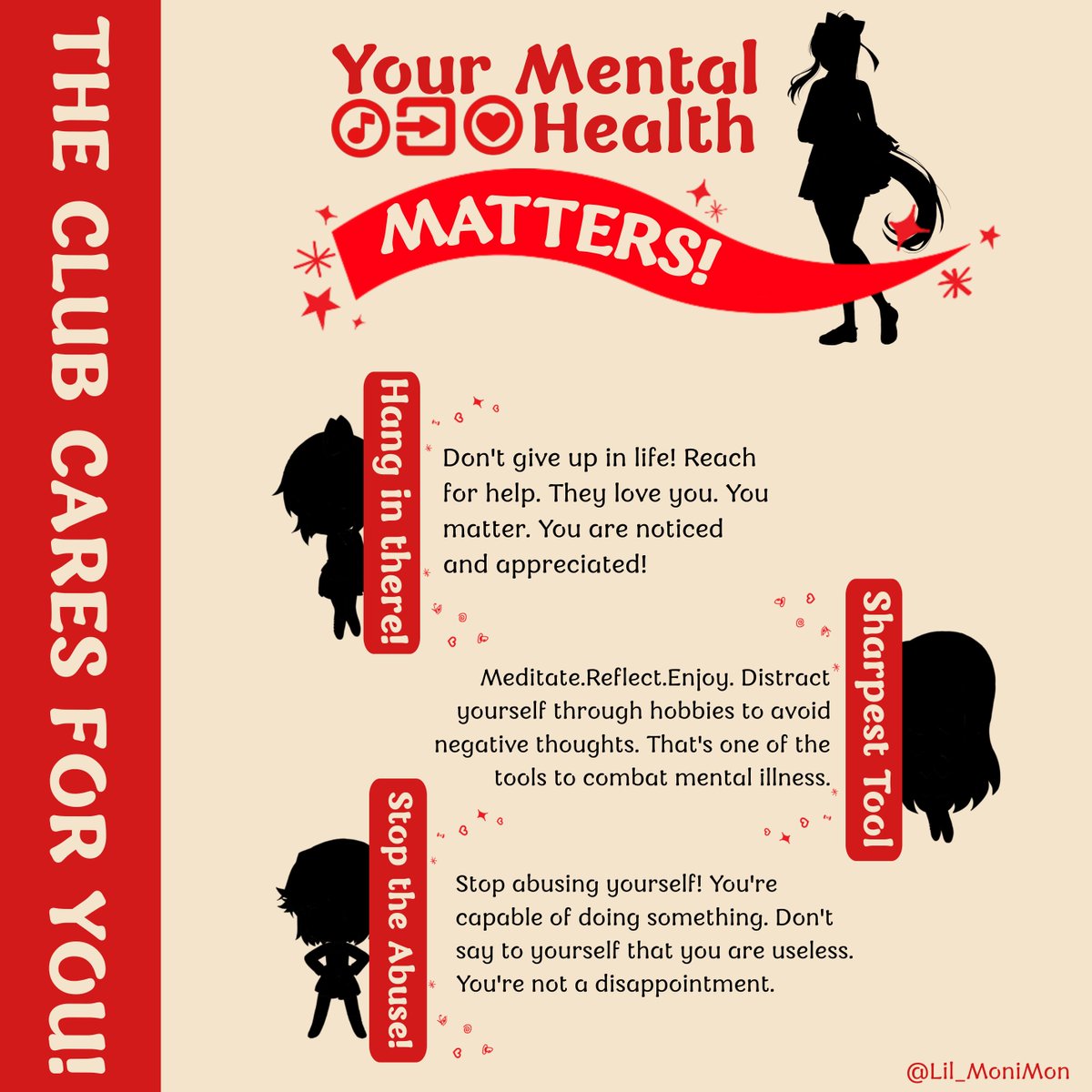 Lil_MoniMon's tweet photo. obsessions on overthinking that you are not enough is very unhealthy. you matter and you are capable of doing something! ~

#ddlc https://t.co/fCT7ASZJ1t