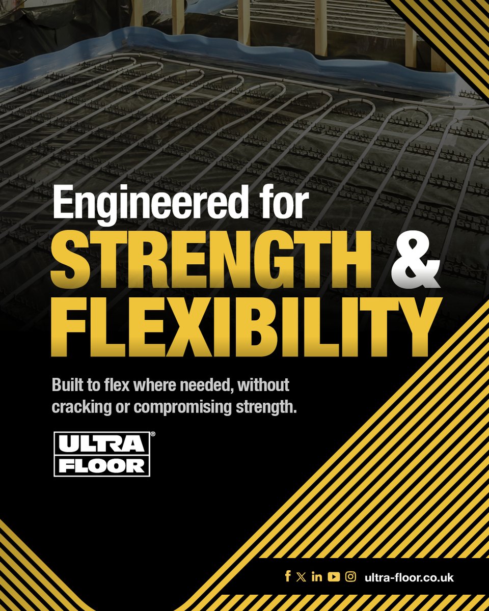 Ultra_Floor's tweet photo. Engineered for strength. Designed to flex.
✔ Fibre reinforced for enhanced durability
✔ Flexible formulation to accommodate movement
✔ Suitable for underfloor heating
✔ Can be used as a finished wear surface
🔎 https://t.co/eDkMgZXPE9
#UltraFloor #LevelITFlexFlow https://t.co/cC6u4VfrWU