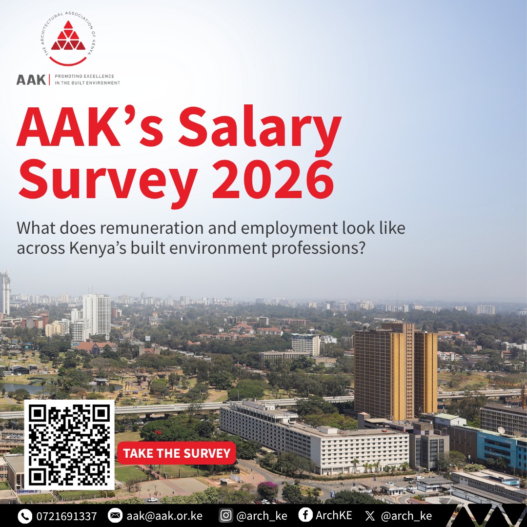 Arch_KE's tweet photo. What does remuneration and employment look like across Kenya’s built environment professions? The anonymous AAK Salary Survey 2026 seeks to answer this by capturing data on salaries, employment conditions, staff benefits, and workforce trends across the profession. The findings will provide valuable industry benchmarks and strengthen evidence-based advocacy, policy development, workforce planning, and initiatives aimed at improving professional practice. The survey takes approximately 10 minutes to complete. All responses will remain strictly confidential, with findings anonymized and presented only in aggregate. 

Your participation matters. Help AAK build a stronger evidence base for a more competitive, equitable, and resilient built environment by filling in the survey here:

https://t.co/vFFJdJmS5P