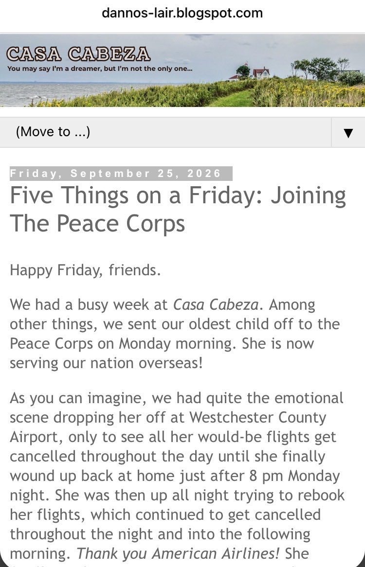 DannoECabeza's tweet photo. Five Things on a Friday: Joining The #PeaceCorps

#Writing #Sports #Podcasting 

https://t.co/Z44dVrG0fD https://t.co/bPUkzw3FMi
