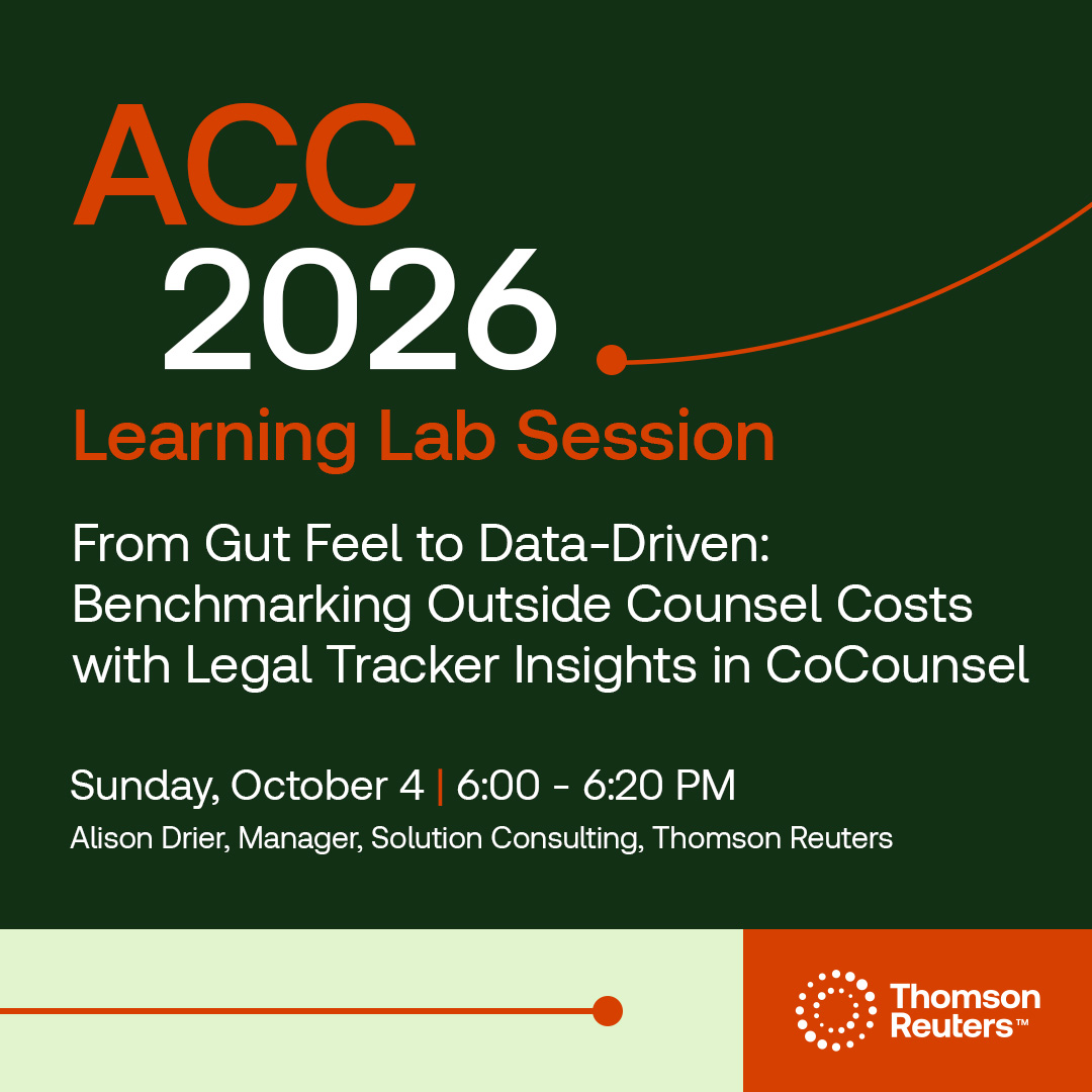 thomsonreuters's tweet photo. Heading to #ACCAM26? Thomson Reuters is bringing the latest in legal AI to our Learning Lab sessions. Visit us at booth 511 and plan your visit. Details below ⬇️
https://t.co/V4VVZ7HXYY https://t.co/sB8zFlXq1N