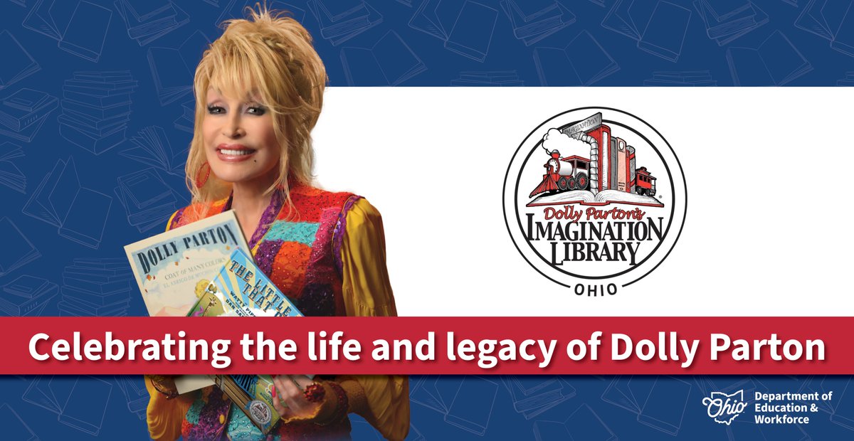 OHEducation's tweet photo. Honoring a life and legacy of music, kindness, joy, and generosity. Today is Dolly Parton Day. @DollysLibrary has sparked excitement for learning through the importance of literacy. More than 1 million Ohio children have received a free book in the mail through @ImaginationOhio. https://t.co/ZioXlmpPVG