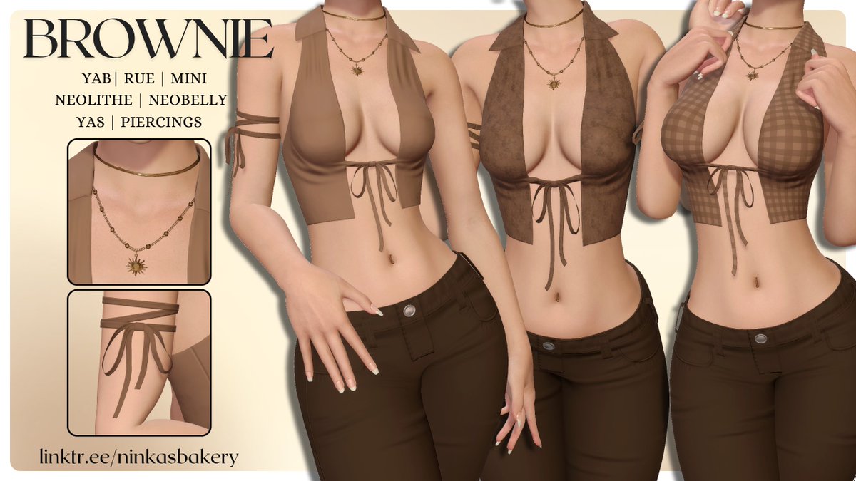 ninka_mods's tweet photo. 𐐂 brownie - adventure or autumn vibes? 🍂
𐐂 free release 25th of december 2026
𐐂 yab | rue | mini | neolithe | neobelly
#ninkamods

size information and directions down below 🤎🍄‍ https://t.co/cqIFg4viXy
