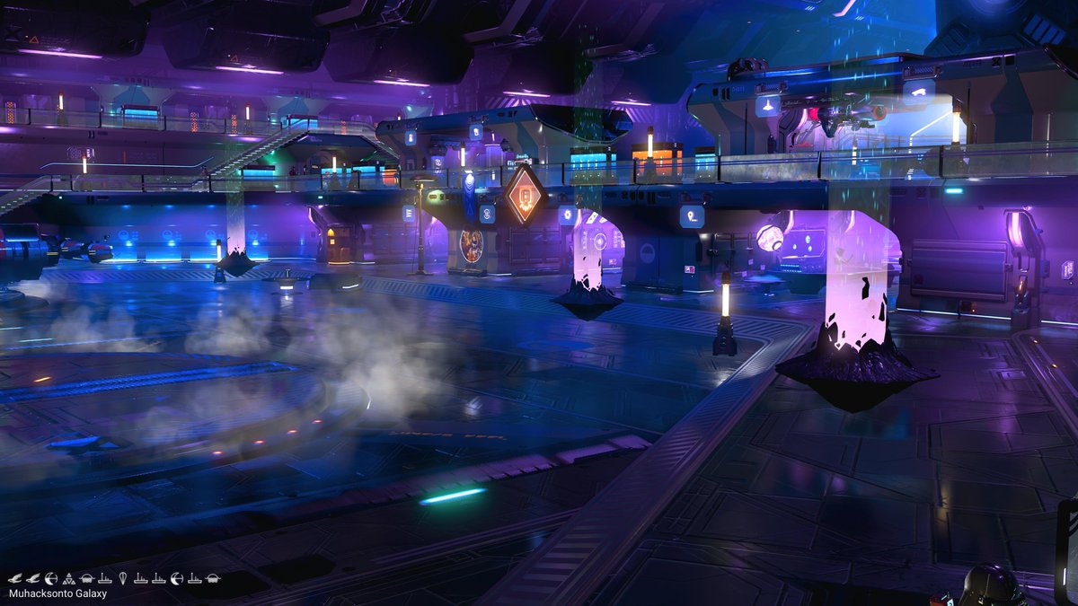 jonfrary's tweet photo. Added some glitch lighting to the space station. I think it adds to the atmosphere. #NoMansSky https://t.co/DYHE0Rj9Az