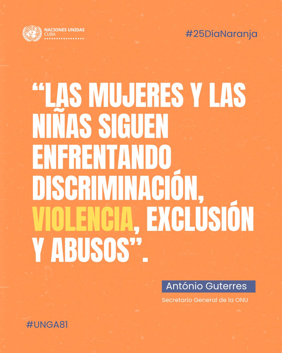 ONU_Cuba's tweet photo. 💜 La igualdad de género es una decisión.

En #UNGA81, @antonioguterres anunció que, por primera vez en su historia, @UN alcanzó la paridad de género en puestos de liderazgo, sedes y personal profesional.

💬"Si Naciones Unidas puede cambiar, el mundo también puede".

#25DNaranja https://t.co/EeNO6tOxWG
