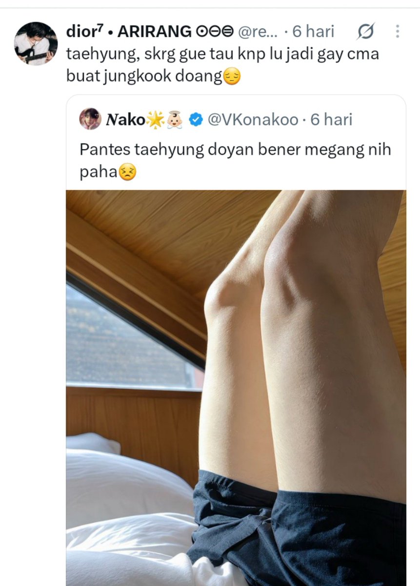 Manduaddictxy's tweet photo. Foto cewek cantik rebahan doang dikatain soft porn, giliran liat paha oppanya langsung begitu. Ah tapi udah gak aneh sih kalo liat dnnya dengan male centered behaviornya 🤷‍♀️ https://t.co/VcdCpb5T01
