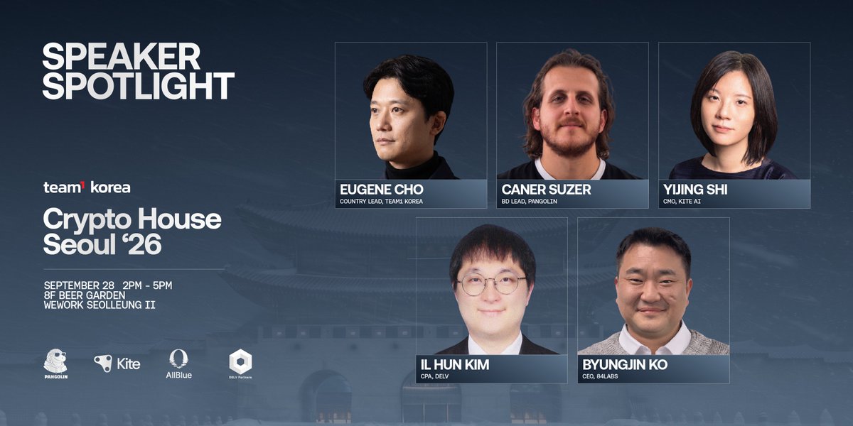 Team1KOR's tweet photo. Welcome to Seoul, welcome to KBW, and...
Welcome to Crypto House Seoul by @AvaxTeam1 🔺
Come meet builders, pick up market insights, and get smart.
🗓 Mon, Sep 28 | 2-5PM KST
📍 WeWork Seolleung II, 8F Rooftop
Meet our speakers 🧵 https://t.co/dHrsaOlPD3