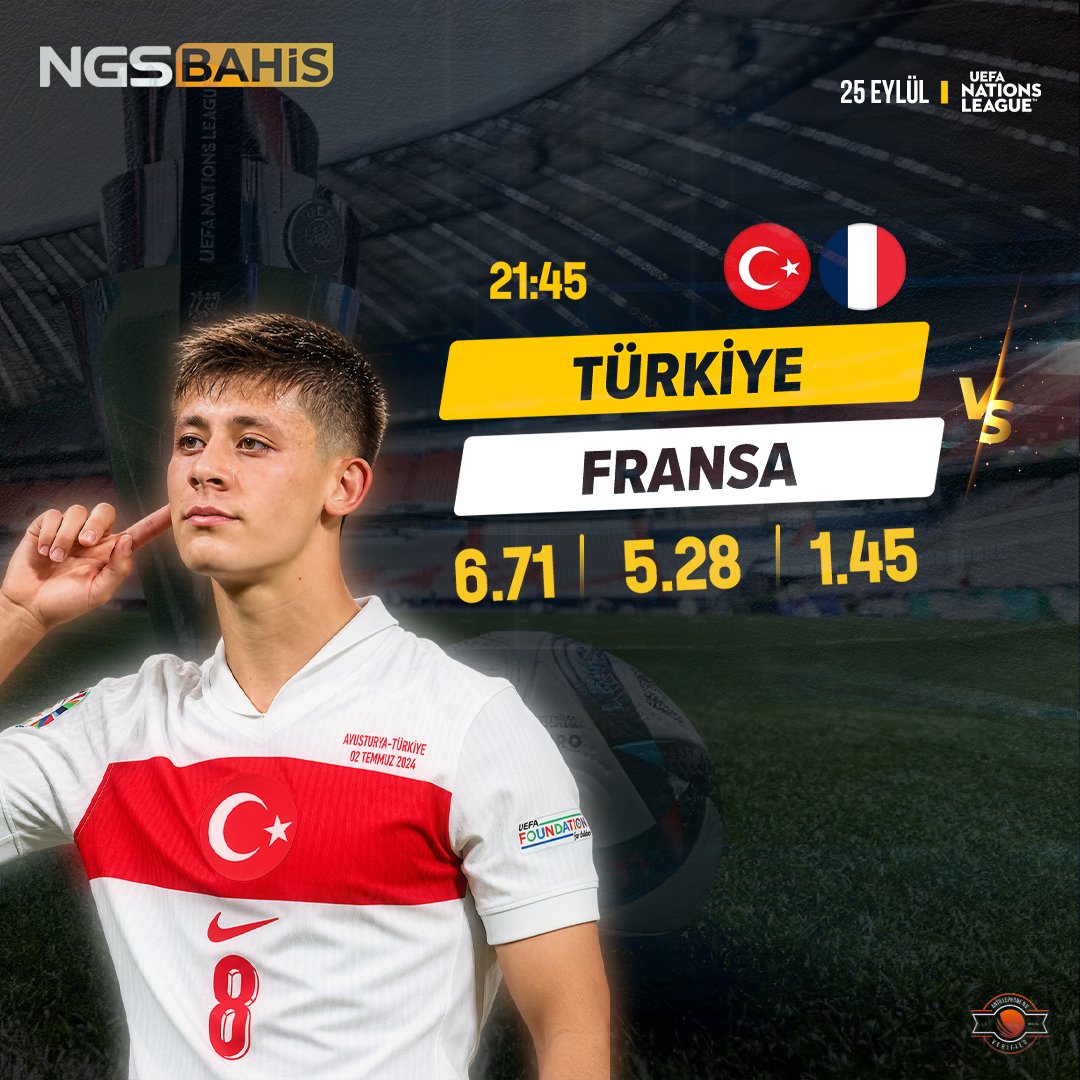 NGSxVip's tweet photo. Türkiye – Fransa 
NGSBAHİS Giriş: https://t.co/pYWWtFfWlO

21:45
Uluslar Ligi’nde kritik mücadele!

Ay-Yıldızlılar sahada, gözler bu büyük maçta. https://t.co/yUVqgTY1ti