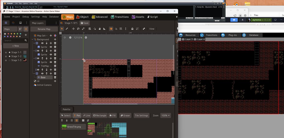 Jaymonius's tweet photo. Hard at work transferring Arcanion: Before Rozarios from PGM to AGM! Just making smaller changes along the way. xD #ActionGameMaker #PixelGameMaker

AND YES, I STILL USE WINAMP! https://t.co/2UkAdFeemt