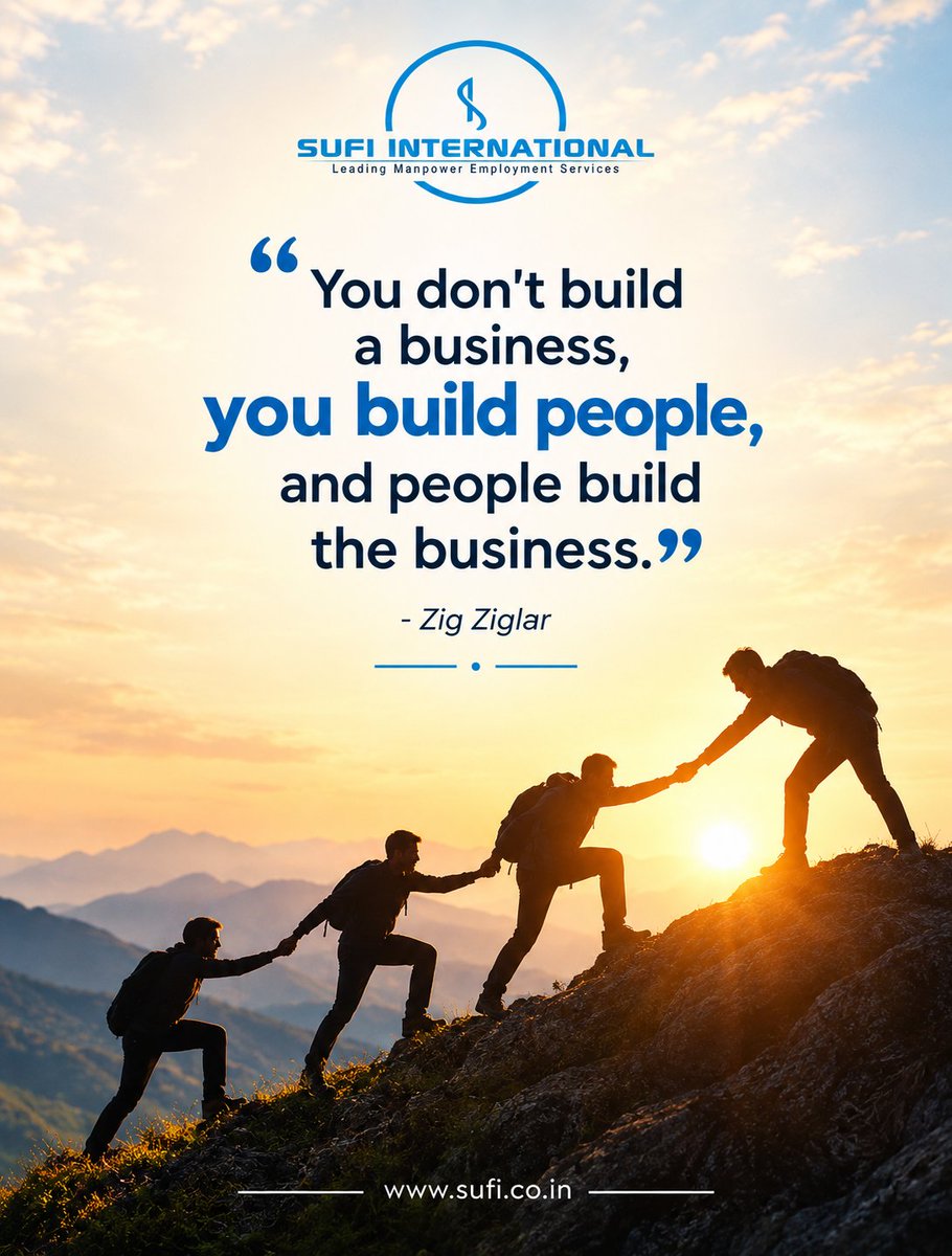 SufiInternatio1's tweet photo. People are the heart of every successful business. 

When you invest in people, support their growth, and build strong teams, you build a stronger business.

At Sufi International, we believe in connecting the right people with the right opportunities. 🤝

#SufiInternational https://t.co/pXBFePs4BA