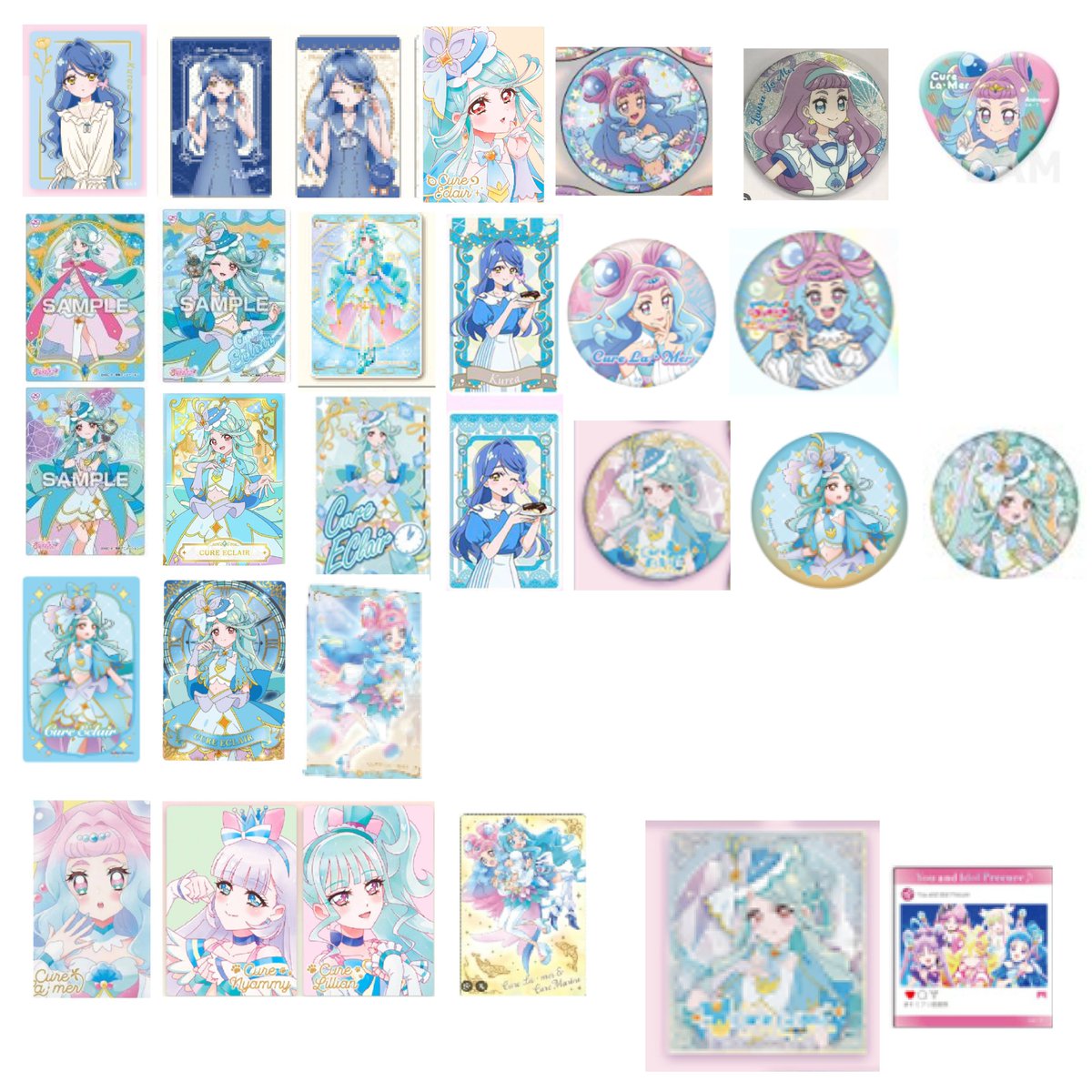 Lilac_0328's tweet photo. 【交換/譲渡】プリキュア 缶バッジ カード 特典

譲…画像1〜3
求…画像4などラメール、エクレール関連(画像にないお品物も検討いたします)＞定価·希望額＋送料

郵送交換のみ
異種、比率違い承ります◎
ALT記載ございます
お気軽にお声がけ、ご相談ください🙂‍↕️ https://t.co/6OZoCSgc3O