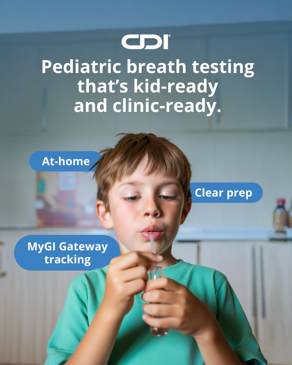 CommonwealthDX's tweet photo. Pediatric breath testing doesn’t just need a kid‑sized protocol. It needs a kid‑ready program.

CDI pairs pediatric HMBT with clear instructions, at‑home collection, and MyGI Gateway tracking so families and clinics can actually complete the pathway.

#Pediatrics #BreathTesting #PedsGI #GIcommunity #GItwitter #CDI