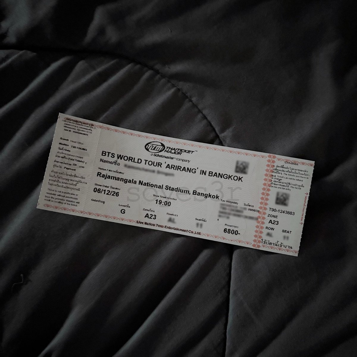 am_seen2's tweet photo. ♡ﾟปล่อยบัตรวันที่ 06.12
𓈒 โซน A23 ใกล้สเตจยื่น ♡ﾟ
     ⠀ 
  ⠀  ݁ 💭  𓈒8500 บาท𓈒
⠀ นัดรับห้วยขวาง เซ็นลาด
    ⠀ 
#BTS_WORLDTOUR_BANGKOK #BTS_WORLDTOUR_ARIRANG_BANGKOK https://t.co/A7wR1Osq1n