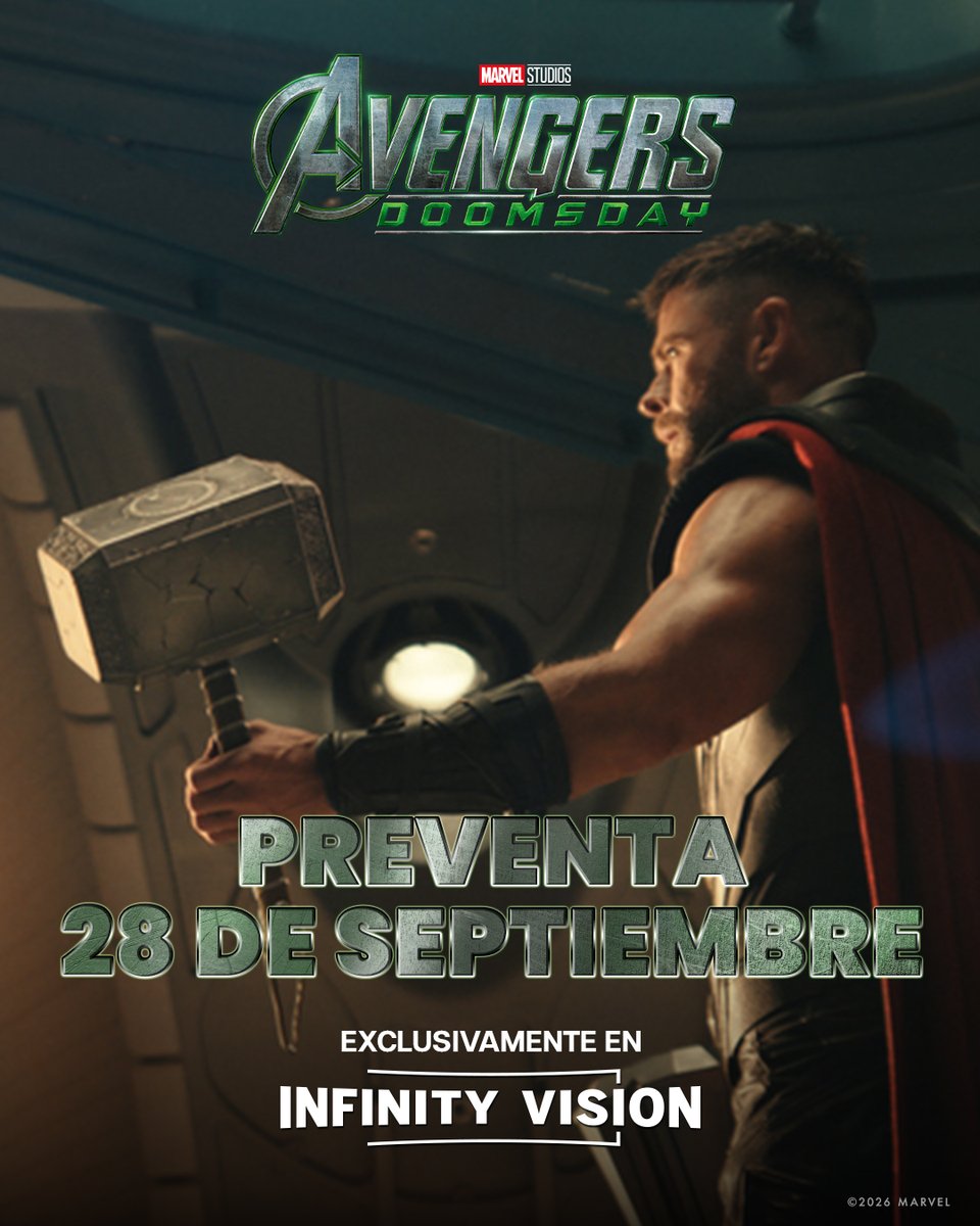 Cinemex's tweet photo. ¡La Preventa Cinemex para #AvengersDoomsday en formato Infinity Vision será este 28 de septiembre! Próximamente en otros formatos. https://t.co/lFU4rAXytK