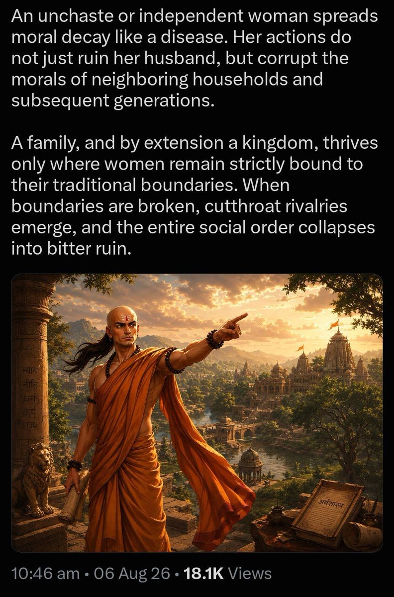 Kong33isking's tweet photo. @Soumya7440 @the_psyche_lab Acharya Chanakya knew the reality of women, unfortunately your gender hates accountability. https://t.co/xreAoChD3m