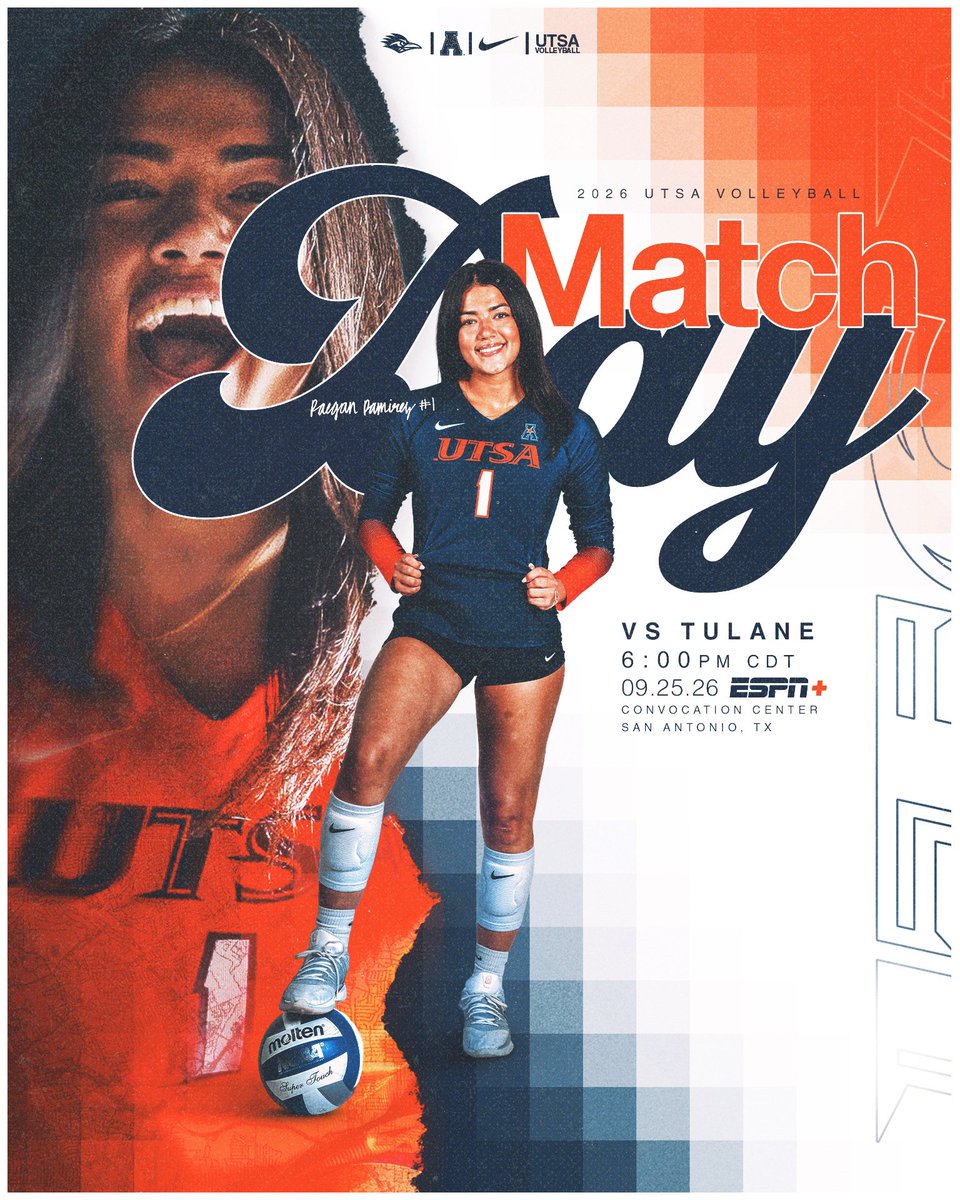 UTSAvolleyball's tweet photo. A new season begins 🔥

🆚 @GreenWaveVB 
🕕 6:00 PM
📍 Convocation Center
📊 https://t.co/C4Sn3zTLBo
📺 https://t.co/mqta4YAJfR

#BirdsUp🤙 | #LetsGo210 https://t.co/zrHZQwR6HA