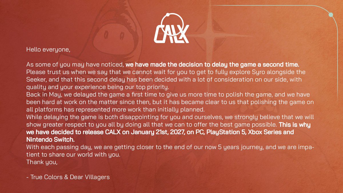 DearVillagers's tweet photo. An important update regarding CALX's launch date. https://t.co/HbzYf8cT6G