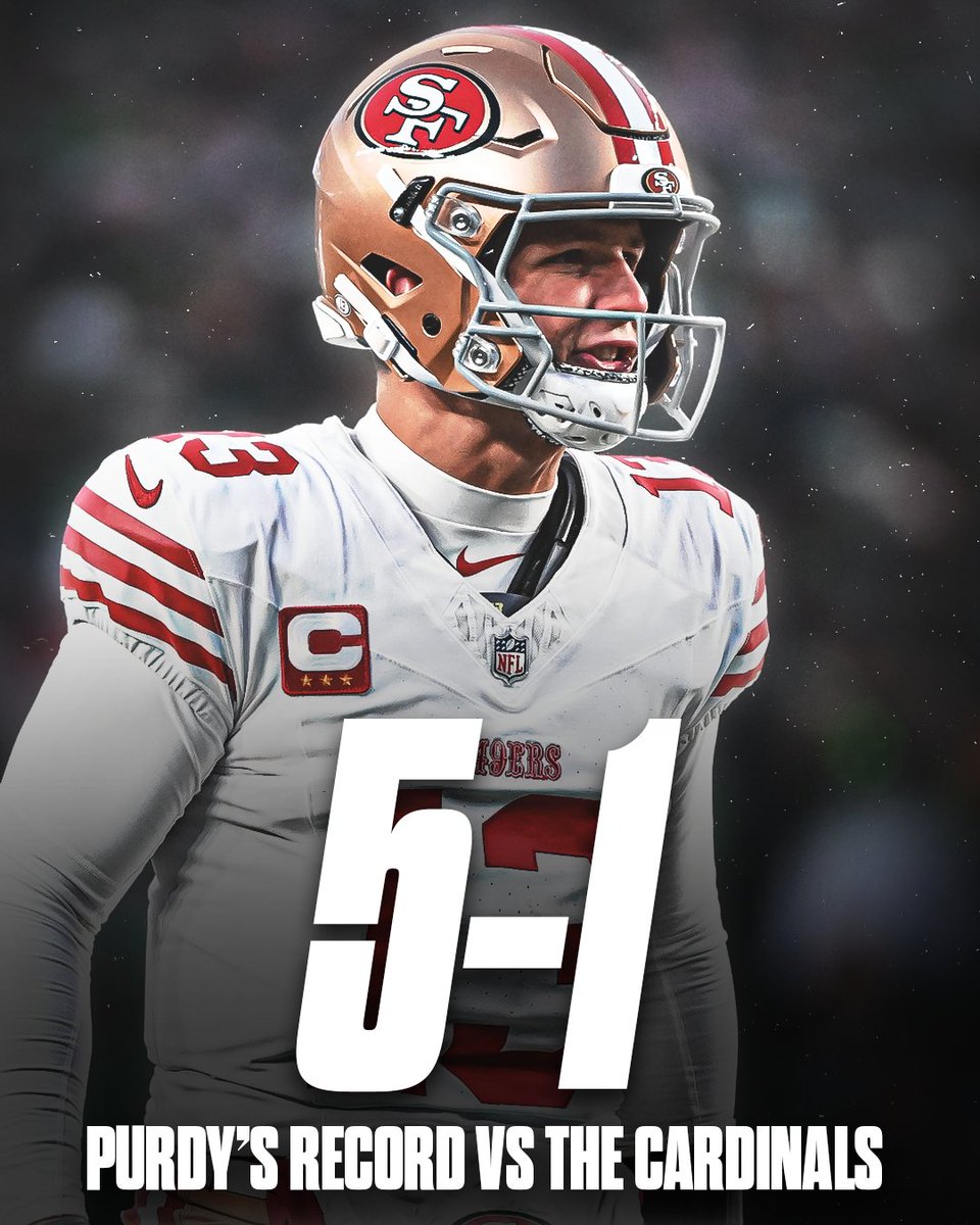 CaesarsSports's tweet photo. Brock Purdy has dominated the Cardinals in his career 😳 https://t.co/6Y74XIgw9I