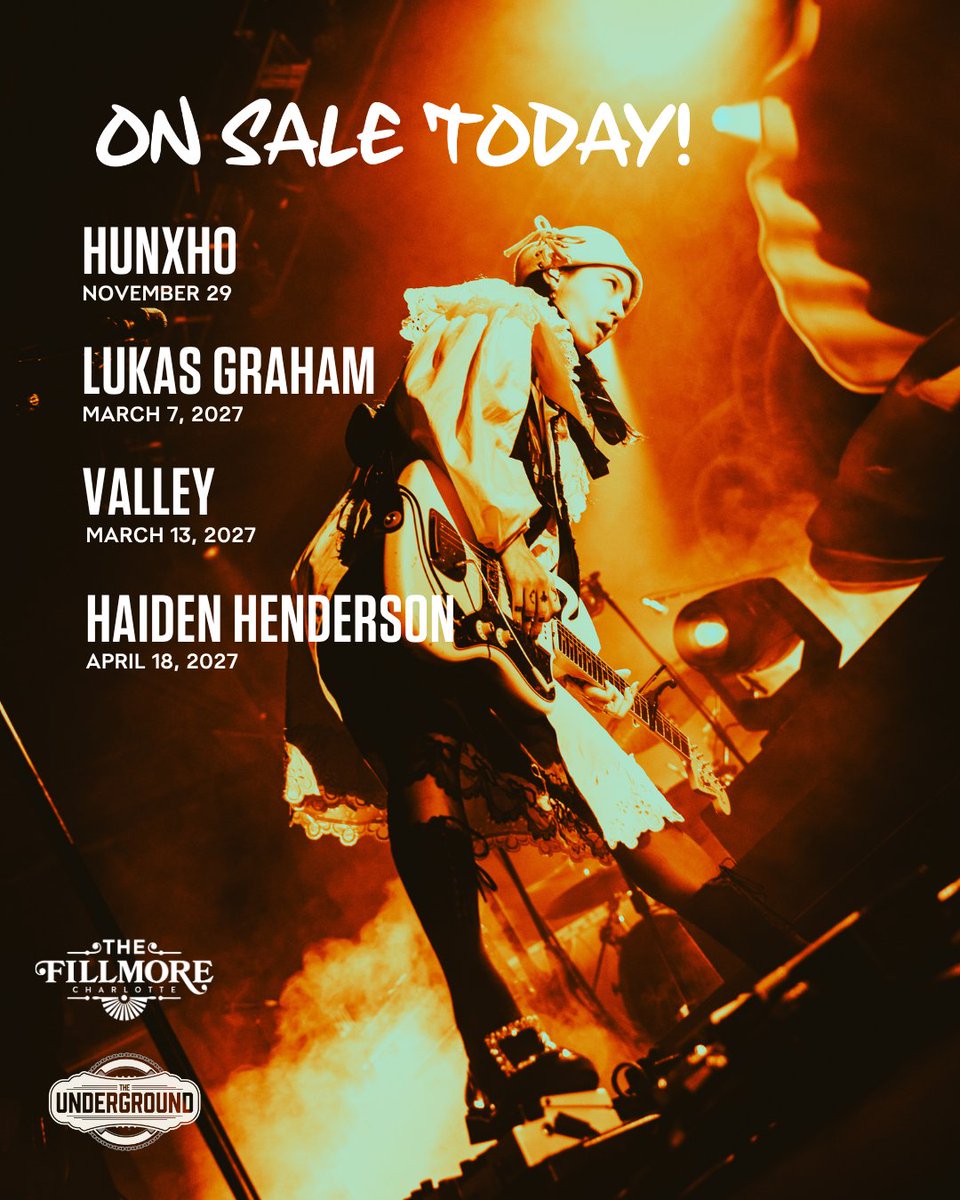 FillmoreNC's tweet photo. ON SALE NOW! 💫  Grab your tickets to these upcoming shows at The Fillmore Charlotte and The Underground!  ➡️ https://t.co/aZdLb67NAf https://t.co/yr4nfadi7k