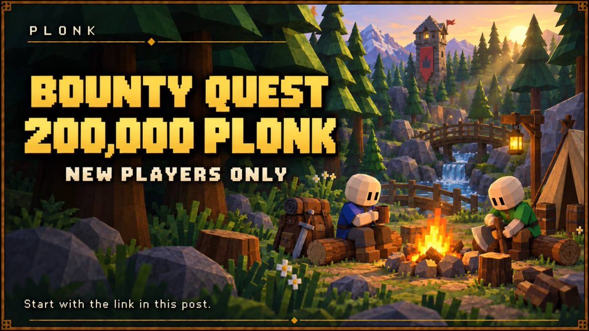 EzMoneyGems's tweet photo. If you’ve been thinking about trying @OfficialPlonk , tomorrow is the perfect time 👀

A Bounty Quest for new players starts Saturday at 2 PM UTC. You’ll learn the game by actually playing: tutorial, gathering, crafting, chopping, mining, fishing, combat, plus 45 minutes of active play.

There are 25 winner spots, with each winner getting 200K $PLONK. Holding 200K $PLONK unlocks the Tier 2 Market, where you can sell up to 2,000 Gold per day for PLONK.

Tomorrow I’ll share the invite link when the event goes live, so you can join and participate. Don’t create your first character before then 🤝