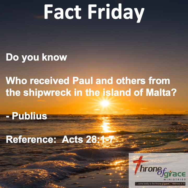 tog_ministries's tweet photo. Fact Friday #factfriday #fridayfact #fact #biblefact #factsfrombible #doyouknow #togministries #paul #malta #publius #acts https://t.co/9frWV9cuLQ