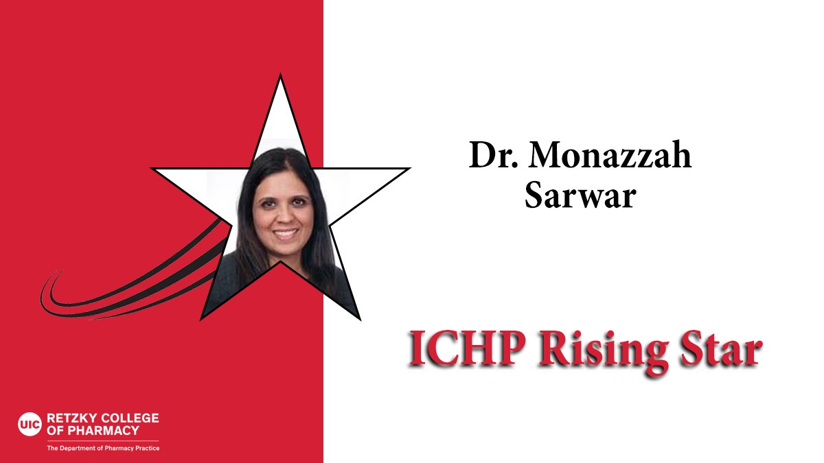 UICPhPr's tweet photo. Congratulations to Dr. Monazzah Sarwar, recipient of the ICHP Rising Star Award! The award recognizes emerging pharmacy professionals for their leadership, achievements, and commitment to advancing health-system pharmacy.
#UICPharm #ICHP https://t.co/dH4irkF12s