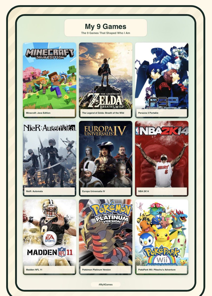 LinkofSunshine's tweet photo. The 9 games that were most formative to me https://t.co/PkIenLvIrX