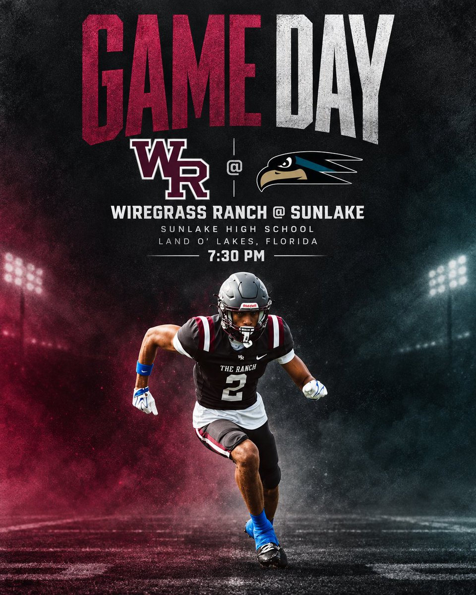 WGRanchFootball's tweet photo. The Ranch hits the road tonight for a 7:30 PM matchup at Sunlake. Bring the energy, play fast, and finish strong. 🐂🏈 #TheRanch https://t.co/sD5d4O61bH