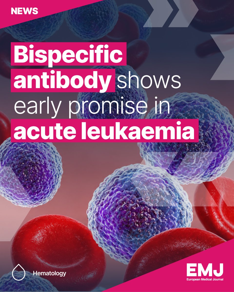 EMJReviews's tweet photo. A new bispecific antibody is showing early promise in people with relapsed or refractory acute myeloid leukaemia (AML).

In an early-stage trial, XmAb18968 produced complete remission in some patients with AML, while also showing an encouraging safety profile.

Could this approach open new possibilities for patients with limited treatment options?

Read more: https://t.co/BHbPlHAYM9