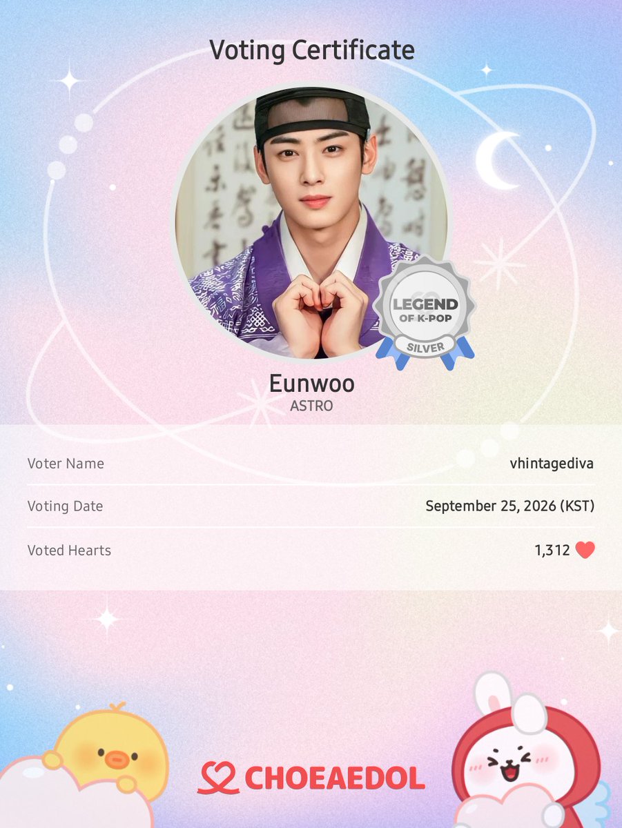 vhintagediva's tweet photo. Voting completed today💝
Let's CHOEAEDOL together!

#CHOEAEDOL #Eunwoo #VotingProof

https://t.co/NlMRfHiiDR https://t.co/JPSihsTkNF