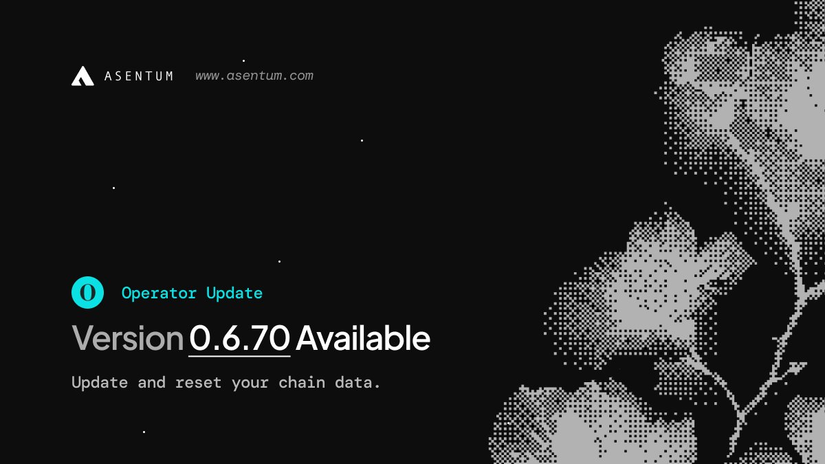 Asentum's tweet photo. 🚀 Operator v0.6.70 shipped

Found the bottleneck. Fixed the bottleneck.

Big sync improvement: nodes now download blocks several times faster, making it much easier to catch back up with the network.

Update, reset chain data with CTRL + SHIFT + R, and resync.

Need support? 👇 https://t.co/7MssPxodG8