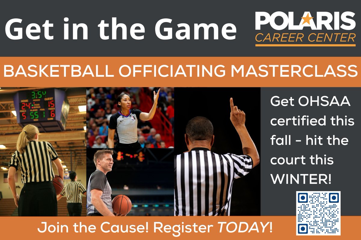 polariscareer's tweet photo. 🏀 Love basketball? Get PAID to stay in the game! Our Basketball Officiating Masterclass can get you game-ready by this winter!
📅 Oct. 12–Nov. 12
💲 $75.00
👉 Register NOW: https://t.co/sSMRuipVDC
@rocky_neale @OHSAASports @RefReps #GetInTheGame #PolarisMeansJobs💪 https://t.co/XvKhxcSXHh