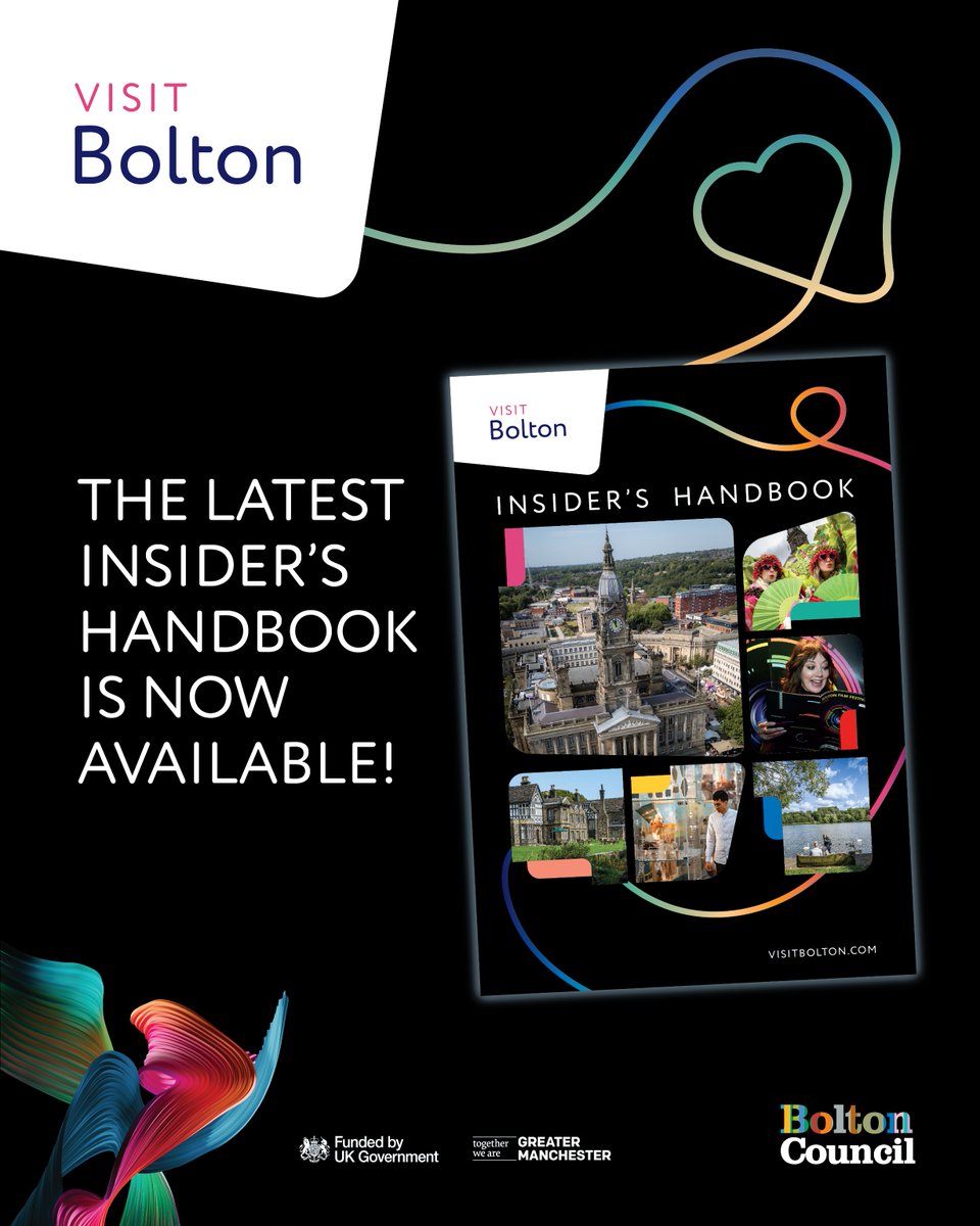 VisitBolton's tweet photo. 🌍 Celebrate World Tourism Day this Sunday by discovering somewhere new in Bolton!

Pick up a FREE copy of the latest Visit Bolton Insider's Handbook from Bolton libraries and visitor information points across the borough. 📍 https://t.co/4NIYPymoIc