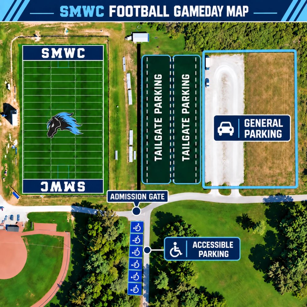 SMWCAthletics's tweet photo. We’re ready to welcome you to McMahon Field for the first NAIA home football game in program history!
Check out our gameday guide for tailgate parking, general parking, accessible parking and the admission gate before you arrive.
🏈https://t.co/8cSLRuDBf7 https://t.co/FMvS4xa4U1