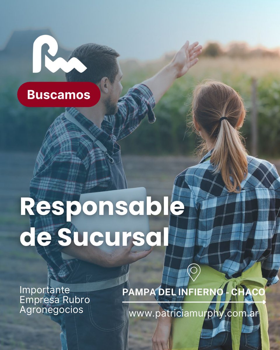 pmurphy_ar's tweet photo. Oportunidad Laboral: RESPONSABLE DE SUCURSAL - Pampa del Infierno - Chaco
Importante Empresa Rubro Agronegocios
https://t.co/uCVbab6NFO
#TrabajoAr #Empleo #Agro #Agronegocios #Comercial #Comercializacion #Insumos #Originacion #PampadelInfierno #Chaco #OFERTA #OPORTUNIDAD https://t.co/FkRu0lcAzn