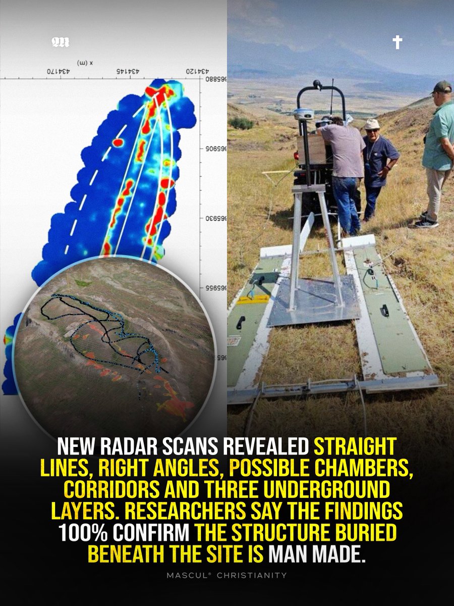 masculchristian's tweet photo. Researchers studying the Durupınar Formation in eastern Turkey say new findings have “100% confirmed” the boat shaped site is man made and believe it is the resting place of Noah’s Ark, matching the dimensions described in Genesis. New scans and core drilling have also revealed underground structures, organic rich material and a hard layer researchers believe could contain petrified wood.