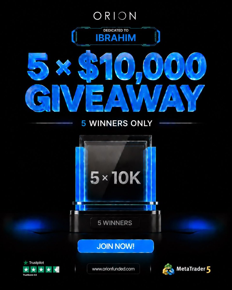 themarketmarker's tweet photo. $50K GIVEAWAY! 

We’re giving away 5 × $10K Orion Funded accounts! 

To enter:
 ✅ Follow @OrionAffiliates
✅ Follow @Orionfundedcom 
✅ Follow @themarketmarker

Like and repost tag three friends 

That’s it! 🚀 Good luck everyone! 
 
 Use my code: IBRAHIM50 https://t.co/fokrcrUowY