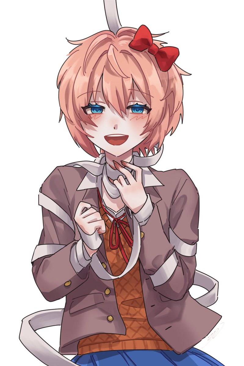 violet_2_20's tweet photo. あの子のリボンが　絡まって

#DDLC #サヨリ #イラスト https://t.co/v24QVGYTX1
