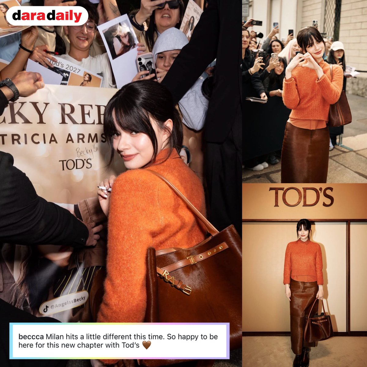 daradaily's tweet photo. งื้อออออ คนสวยขาาาา แอดภูมิใจจัง 🥹 หนูไปไหนก็มีคนที่รักหนูอยู่ในทุกๆ ที่เลยยย 🥰🫰🏻 

และที่สำคัญ “น้องเบค” สวยสมมงกับการเป็น Brand Ambassador คนล่าสุดของ TOD’S  จริงๆ 👸🏻💌🇮🇹🤎

📸 : beccca

#BeckyxMFWTodsSS27 #เบ็คกี้รีเบคก้า #beckysangels #daradaily #ดาราเดลี่ #ข่าวบันเทิง https://t.co/rpaJvxV9SU