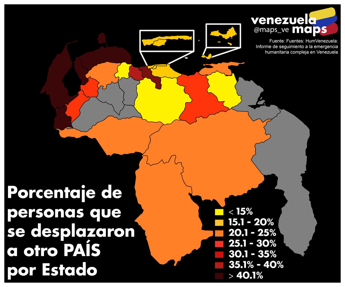 maps_ve's tweet photo. Porcentaje de personas que se desplazaron a otro PAÍS por Estado🇻🇪➡️ https://t.co/wcKZ8mpUDU