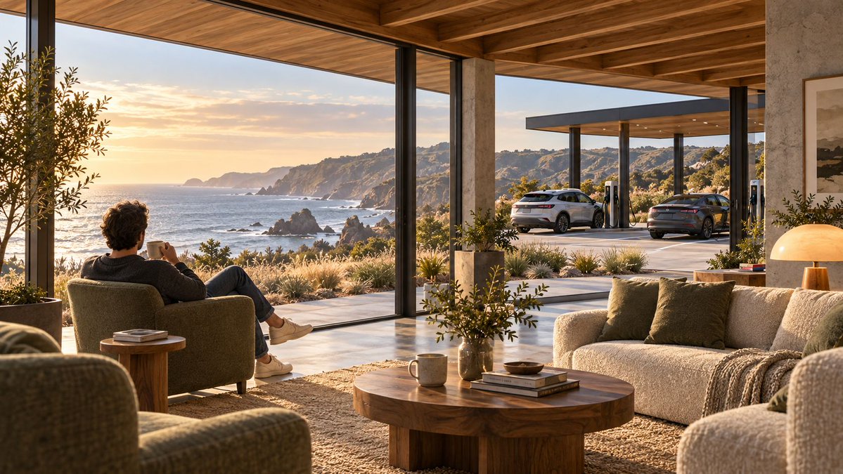 RangewayEV's tweet photo. California Modern is shaping Rangeway’s design: warm materials, inviting spaces, and a connection to the landscape outside.

Our California roots are part of the story. Making each stop feel like it belongs is the goal.

https://t.co/CXRayevR9u https://t.co/gnz9WZIePR