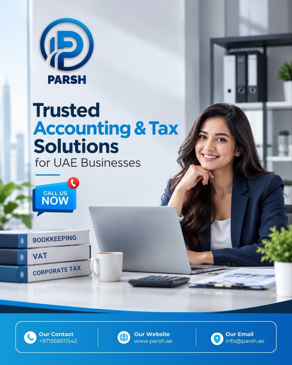 AndParsh's tweet photo. ๐ **TRUSTED ACCOUNTING & TAX SOLUTIONS**
Keep your UAE business finances clear and organized with PARSH.
โ๏ธ Bookkeeping
โ๏ธ VAT Services
โ๏ธ Corporate Tax
๐ +971 568511542
๐ง info@parsh.ae
#PARSH #Accounting #Bookkeeping https://t.co/lLXYszBlP3