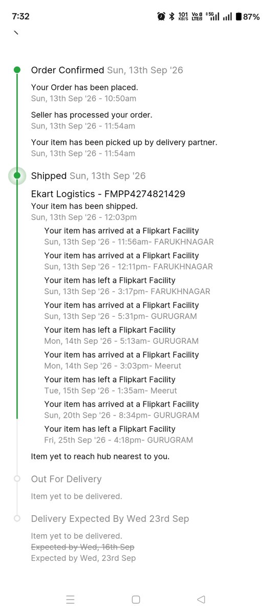 pintukumar2610's tweet photo. Product Order Date 13 September delivery date 17 but not yet delivered and no any serious action taken regarding product delivery 

Rubbish Service of Flipkart 🤬 https://t.co/jnmMYsXolz
