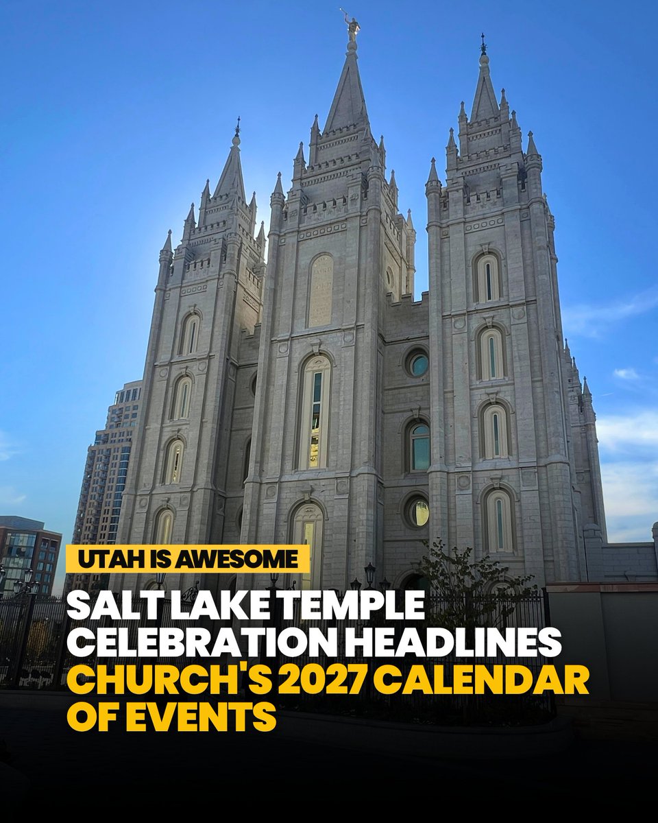 UtahIsAwesome's tweet photo. The Church of Jesus Christ of Latter-day Saints released its 2027 calendar, headlined by a Salt Lake Temple celebration running April 5-Oct. 1.

https://t.co/vm0rH2AbpZ #utah https://t.co/FjPLItnWog