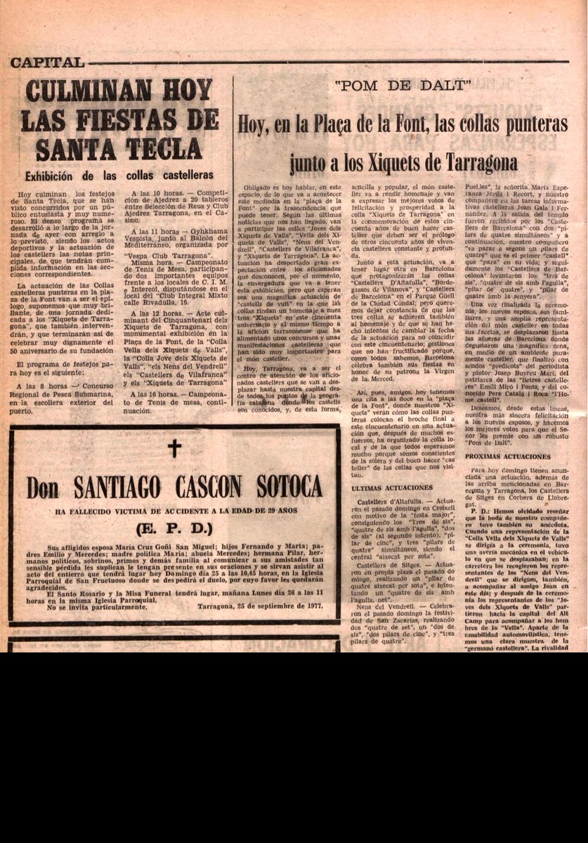 JoanSalaGiner's tweet photo. 25 de setembre 1977
50è aniversari 
Xiquets de Tarragona
(es va fer un any tard)
#castells https://t.co/KiROeJKcyd