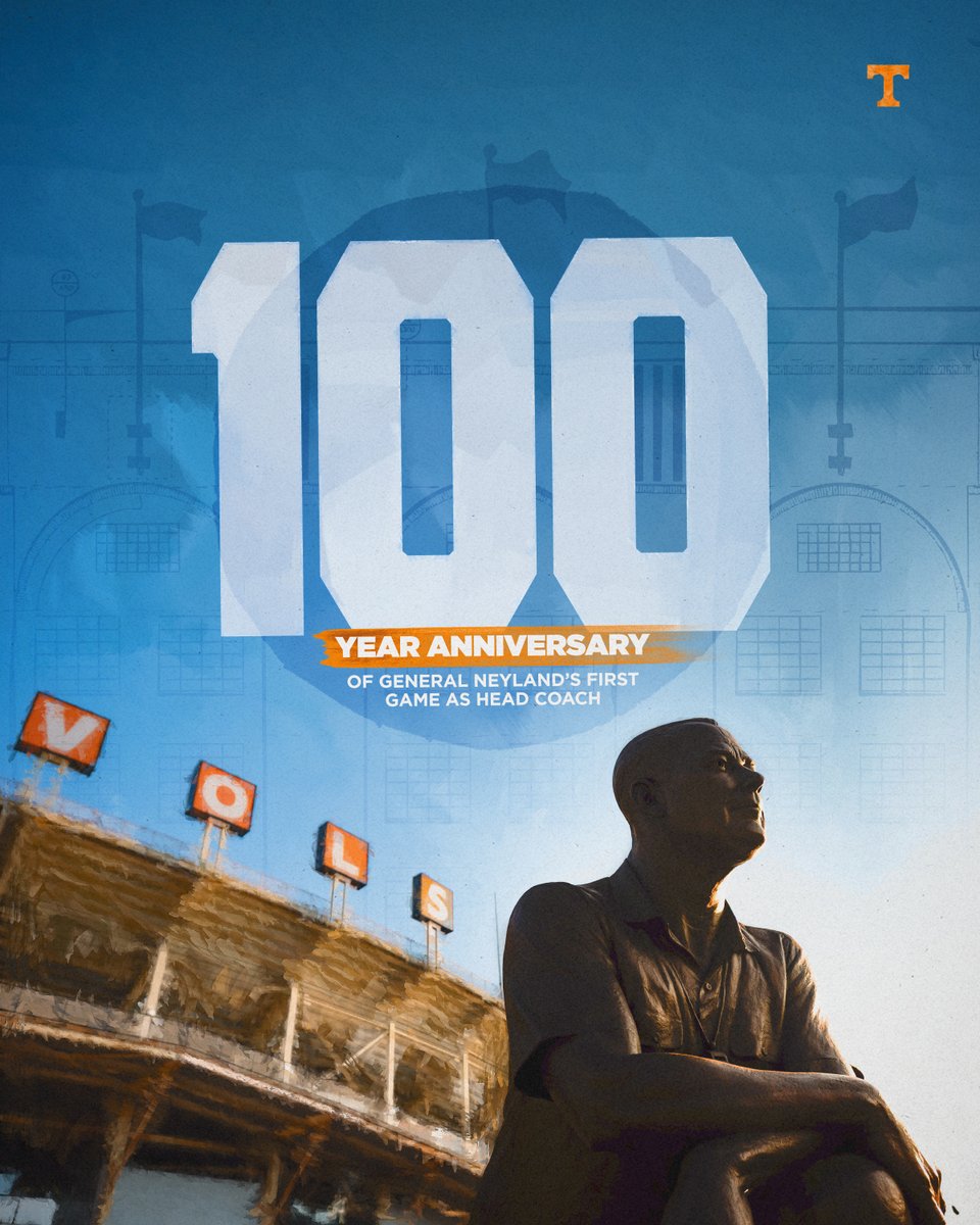Vol_Football's tweet photo. Today marks 100 years since General Neyland’s first game as head coach at Tennessee. https://t.co/XJp1YOOs18