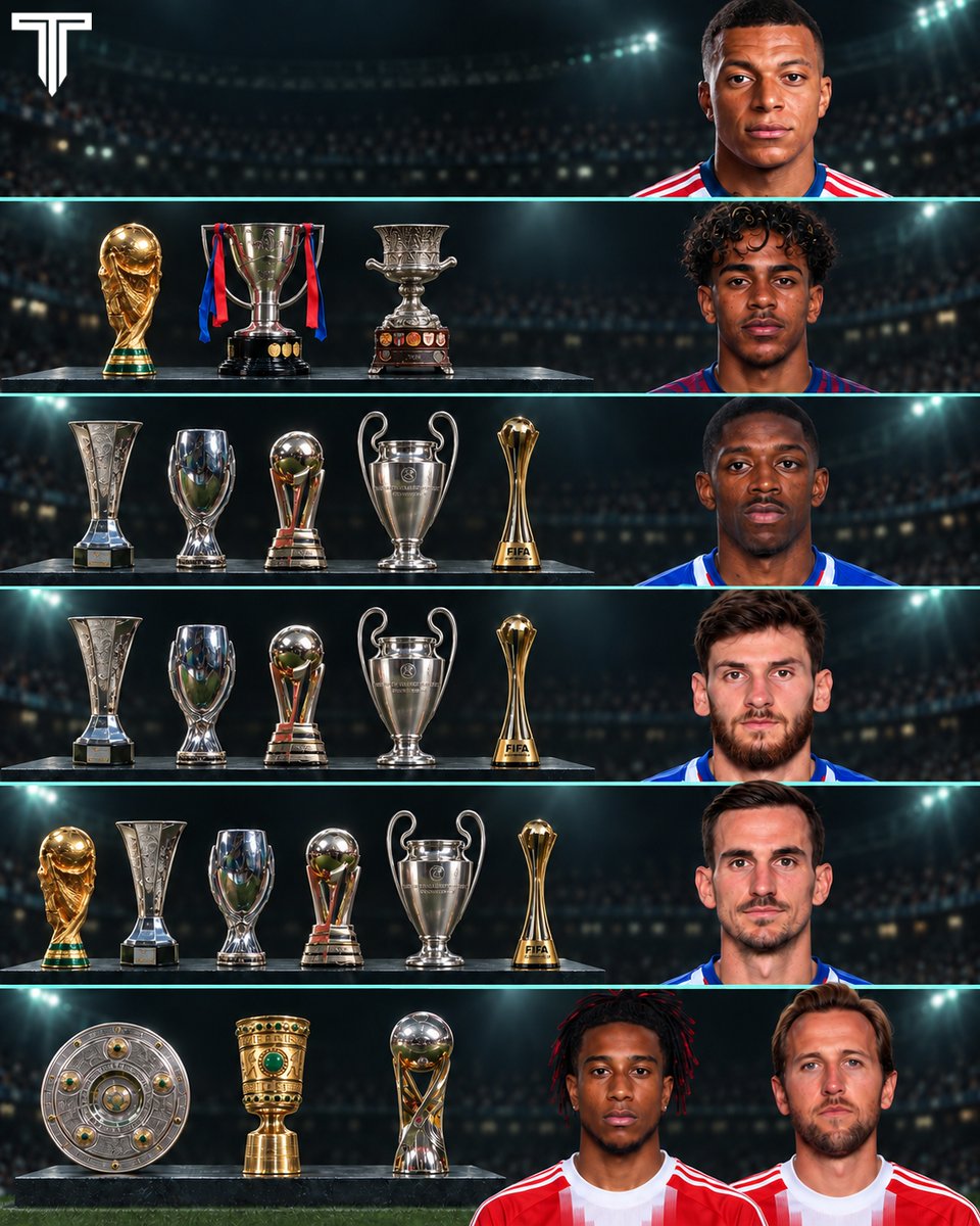 TouchlineX's tweet photo. 🚨 𝗡𝗘𝗪: Ballon d'Or candidates and the trophies they have won! 🏆✨ https://t.co/J2f8Uw9adV